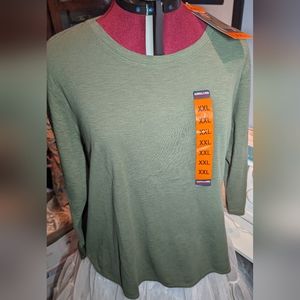 NWT XXL Ladies Green Cotton Slub Tee from Kirkland